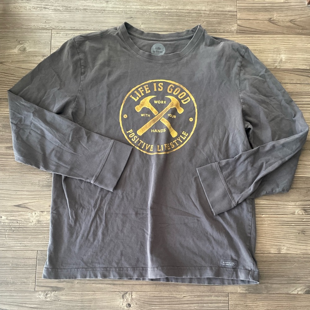 Life Is Good Men's Charcoal Long Sleeve Tee